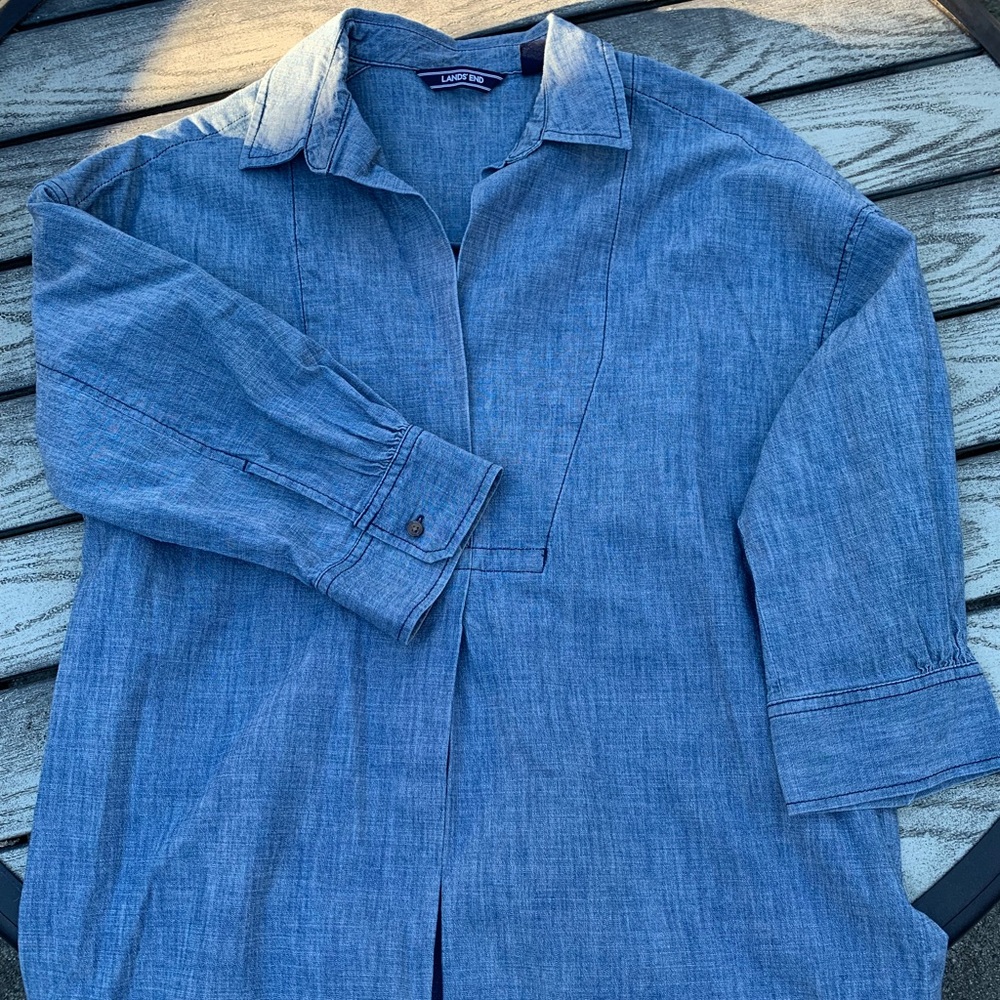 Lands End Quarter Sleeve Denim Tunic 8P